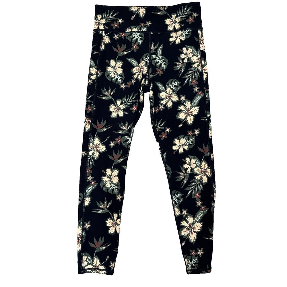 Vuori Maui Performance Leggings Pants Navy Floral  Small